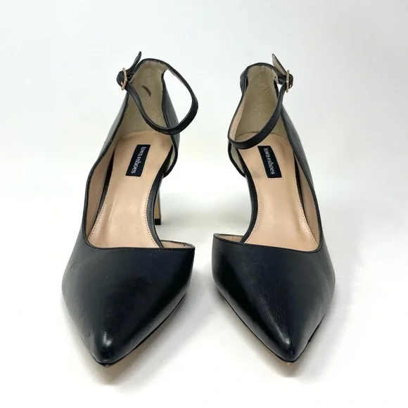 Town Shoes d'Orsay Black Leather Stiletto Heels Size 39 - Picture 3 of 14